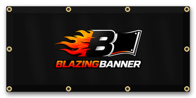 10 × 5 FT black Blazing Banner size example
