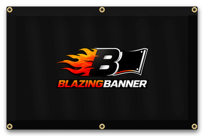 3 × 2 FT black Blazing Banner size example