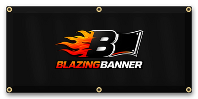 4 × 2 FT black Blazing Banner size example
