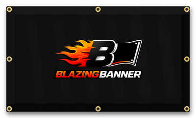 5 × 3 FT black Blazing Banner size example
