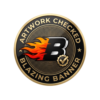 Blazing Banner artwork checked seal