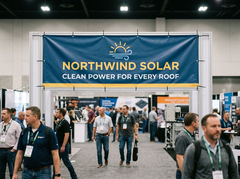 Trade Shows & Exhibits example: Northwind Solar · Clean power for every roof banner